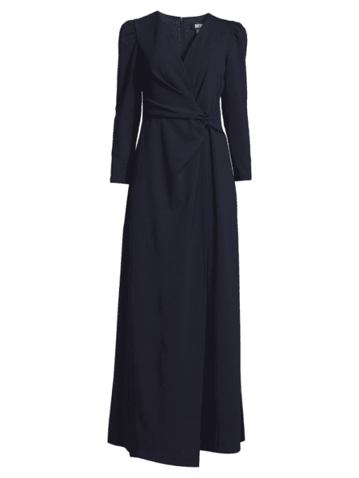 DKNY Womens Long-Sleeve Slit-Front Navy 10 - Image 4