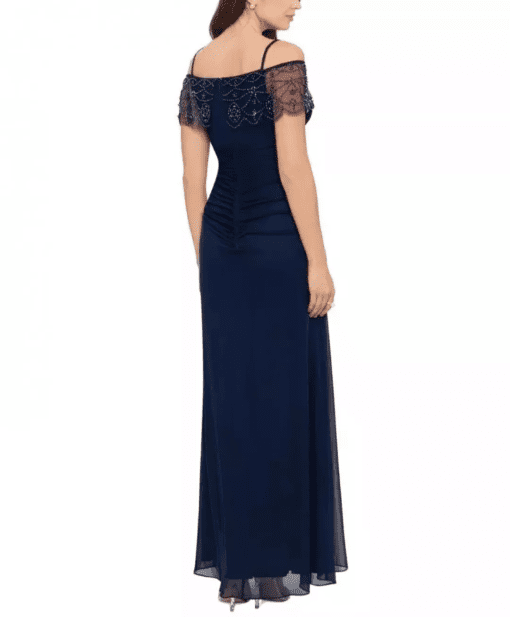 XSCAPE Beaded-Cape Dress Navy 10 - Image 3