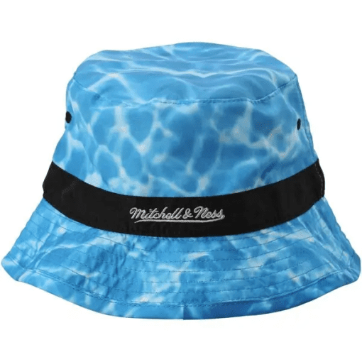 BROOKLYN NETS MITCHELL & NESS NBA AQUA BLUE POLYESTER BUCKET HAT CAP - Image 3