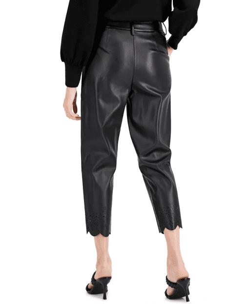 INC Womens Faux Leather High Rise Straight Leg Pants 12 - Image 3