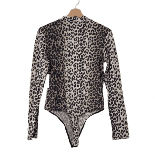 Abound Leopard Bodysuit XXS Animal Print Mock Neck Top - Image 3