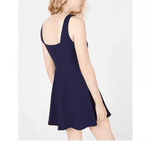 TEEZE ME Womens Navy Sleeveless Mini Fit + Flare Party Dress Juniors Size: 34 - Image 3