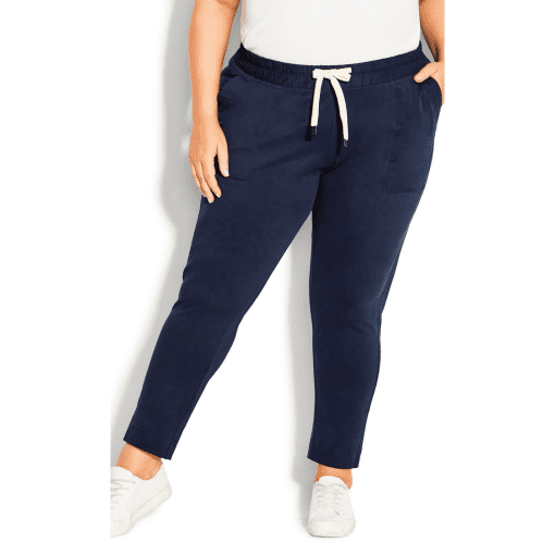 Plus Size Contrast Pocket Knit Pants - Navy 16 - Image 2