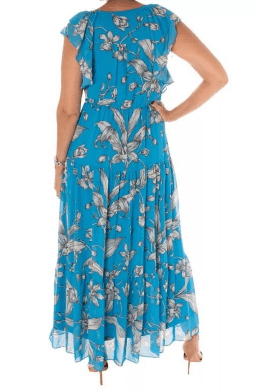 Taylor Blue Floral Tier Ruffle Maxi Dress 4 - Image 3