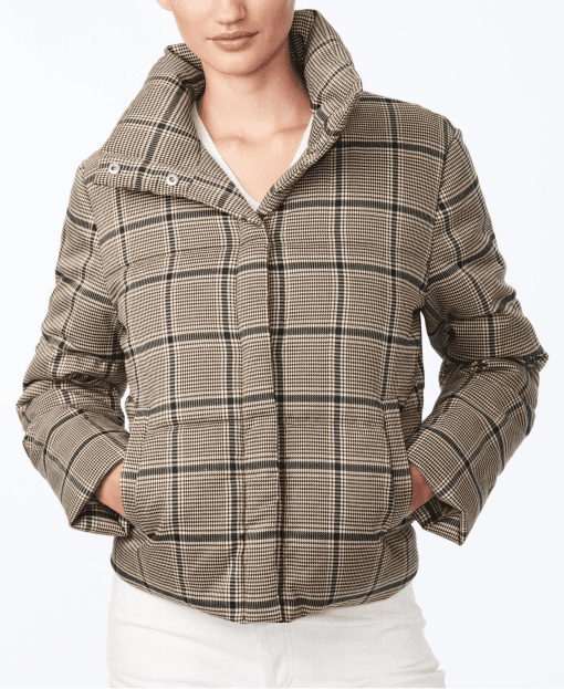 VariationCollection B Juniors Cropped Plaid Puffer Coat, Plaid, M - Image 2