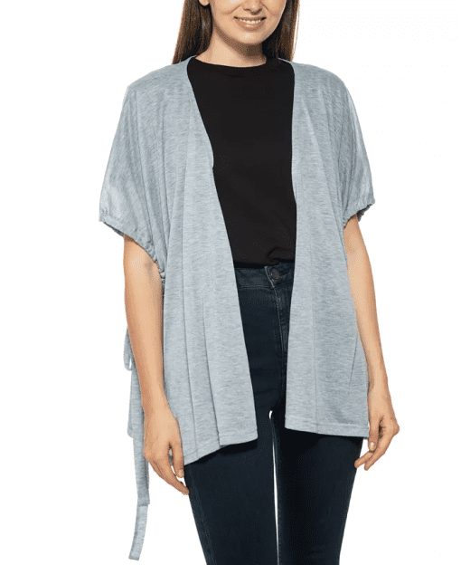 Jenni Light Heather Gray Drawstring Arm Kimono Casual Comfort Open Front New with tags 11 - Image 2