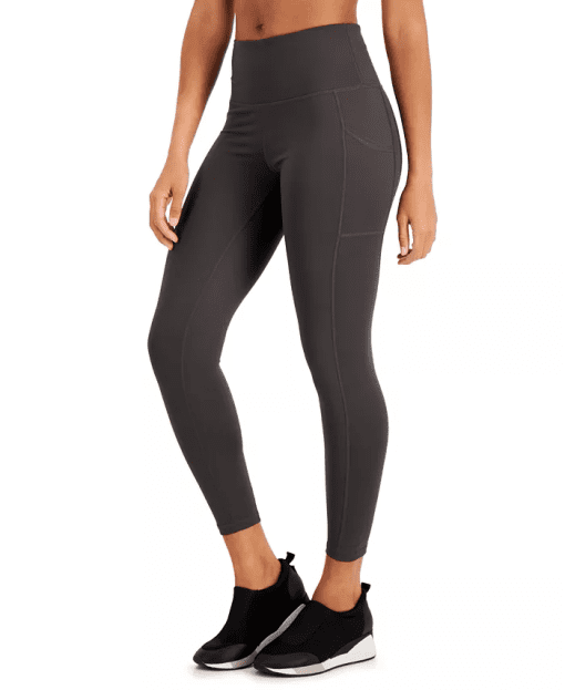 ID Ideology Petite Compression High-Waist Side-Pocket 7/8 Leggings,  - Deep Charcoal PM - Image 2