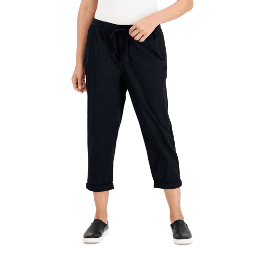 Style & Co Petite Pull-on Cuffed Twill Ankle Pants,  Deep Black PXL - Image 2