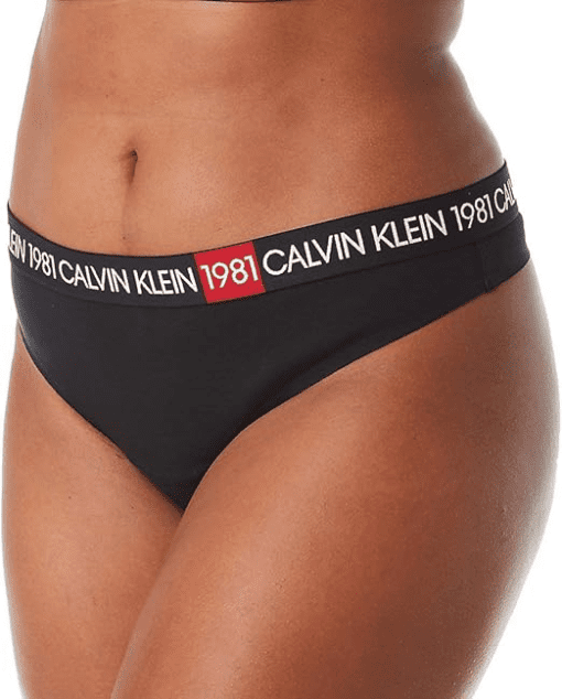 Calvin Klein Womens Plus Size Cotton Thong Panty Underwear Black Size 1X - Image 2