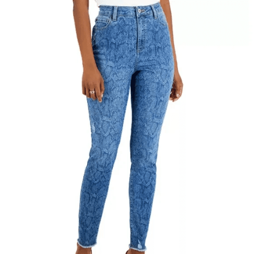 INC Snakeskin Print Skinny Jeans - Blue Wash - Women's Pants - Image 2