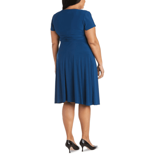 R & M Richards Plus Size Cascade Dress - Peacock 20W - Image 3