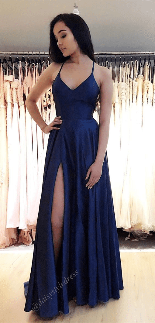 B Darlin Juniors' V-Neck Satin Gown 17/18 - Image 2