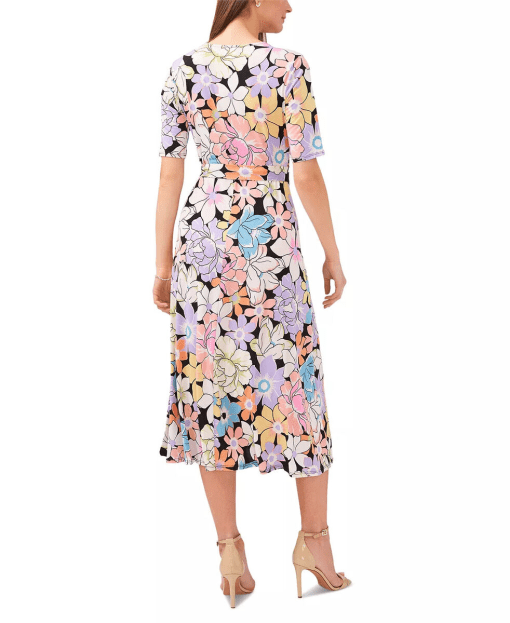 Msk Women's Floral-Print Tie-Waist MIDI Dress - Black/bright - Image 2