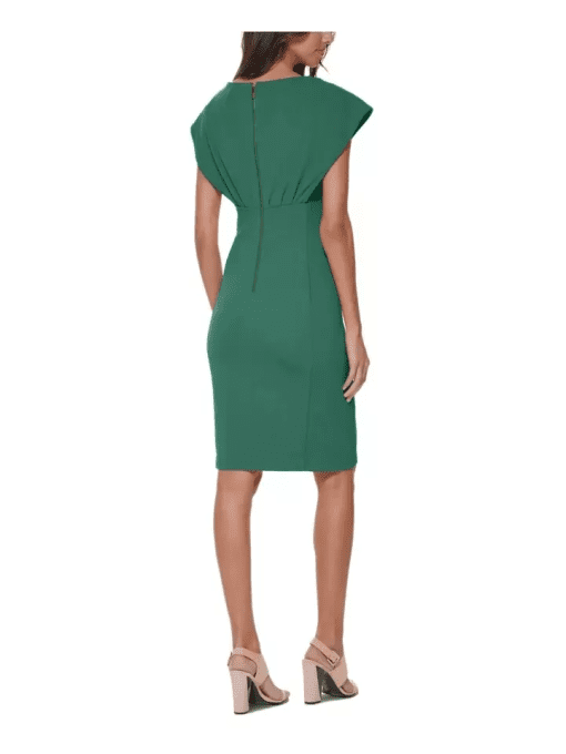 Calvin Klein Petite Scuba-Crepe Boat-Neck Sheath Dress - Emerald Green - Image 3