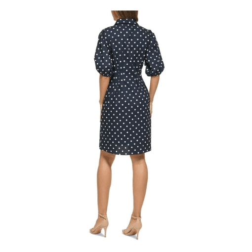 Tommy Hilfiger Women's Cotton Polka Dot Balloon-Sleeve Shirtdress - Sky Capt/bright White 2 - Image 2