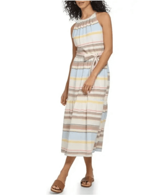 DKNY Womens Halter Long Fit & Flare Dress - Image 2