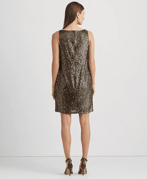 Lauren Ralph Lauren Sequin Cocktail Dress Olive Fern Size 10 - Party Dress - Image 2