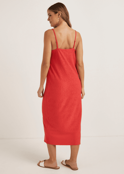 Tommy Jeans Red Ribbed Maxi Dress - Size XL - Women's Dresses - Image 2