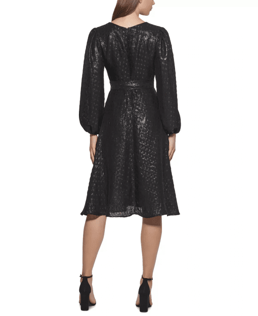 Kensie Black Metallic Wrap Dress Size 4 - Midi Dress - Image 3