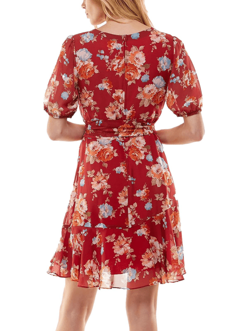 B. Darlin Women's Juniors Floral Mini Fit & Flare Dress 1/2 - Image 2