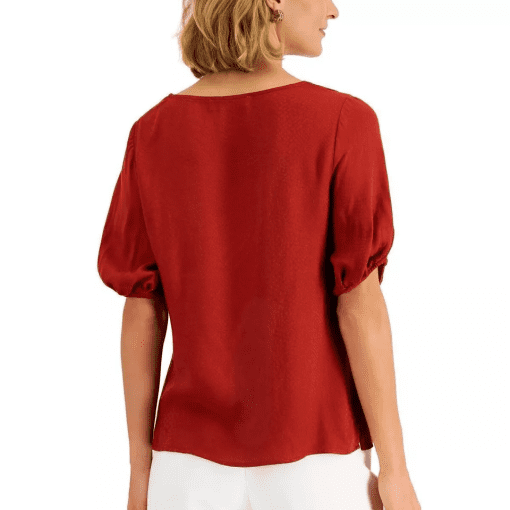 Kasper Petite Rust Puff Sleeve Blouse - XL - Women's Tops - Image 2