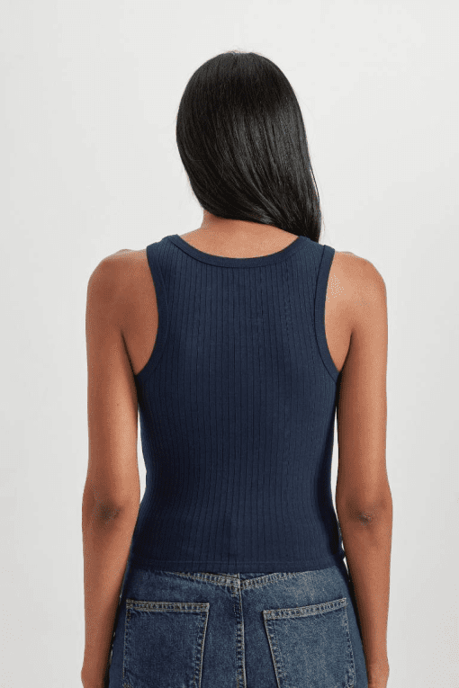 Tommy Jeans Blue Knit Tank Top - Women's XL - Ribbed Sweater - Image 2