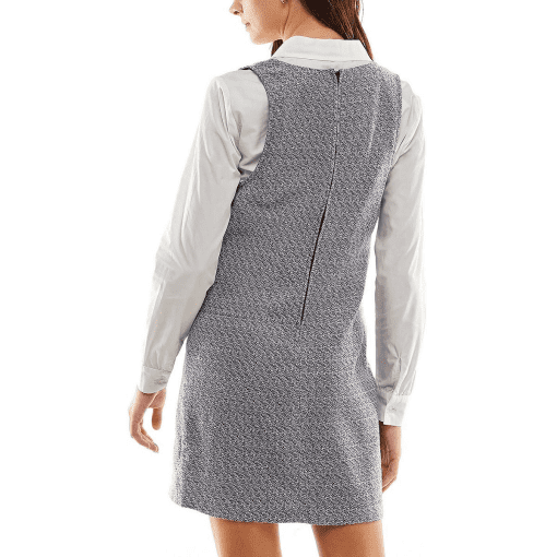 Kingston Grey Juniors' Contrast-Collar Boucle Dress  - Navy/White S - Image 2