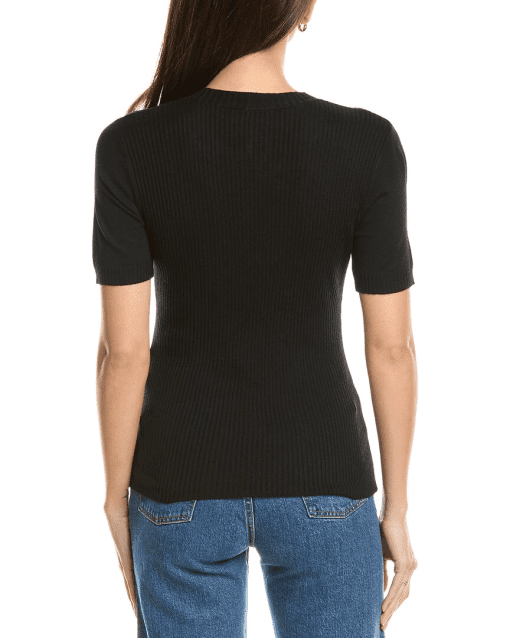 Karl Lagerfeld Black Ribbed Knit Top - Medium - Women's Tee - Image 2