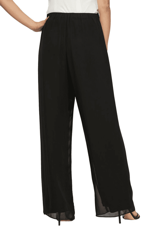 Alex Evenings Plus Size Wide-Leg Chiffon Pants - Black 2X - Image 2