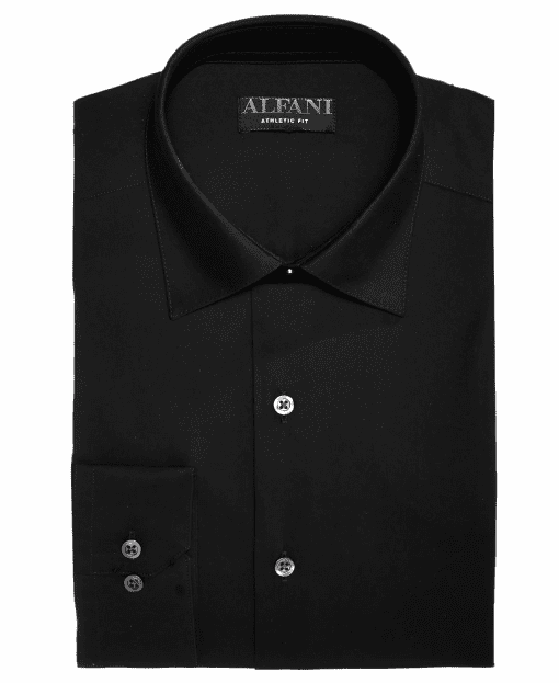 Alfani Men's Slim Fit 2-Way Stretch Performance Solid Dress Shirt, - Black 34-35 BIG - Image 2