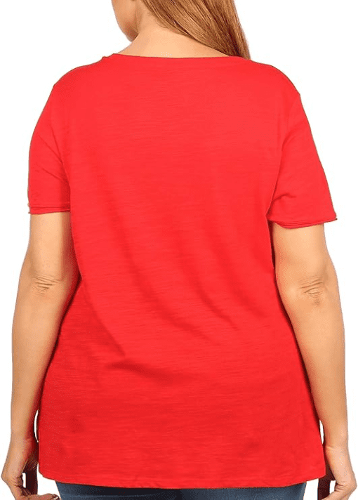 Style & Co Plus Size Classic V-Neck T-Shirt, - Fire 2X - Image 2