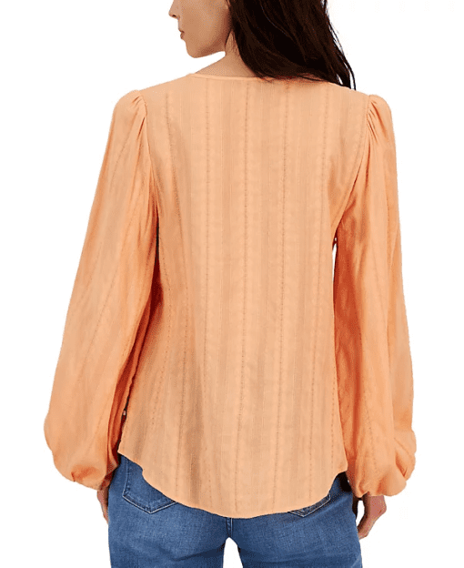 Tommy Hilfiger Peach Blouse XS Women's Tops - Puff Sleeve - Image 2