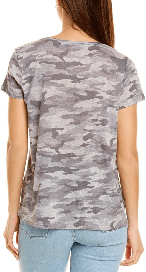 Vince Camuto Camo Print Tee - Silver Heather, Medium - Women's Tops - Image 2