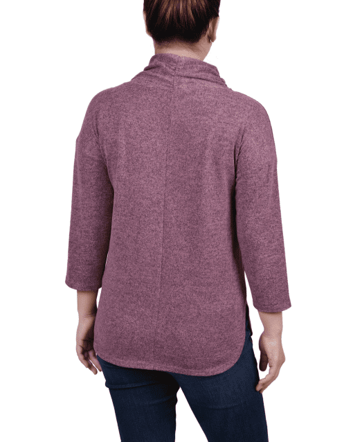 NY Collection Mauve Petite Cowl Neck Top - Women's Blouse - Image 2