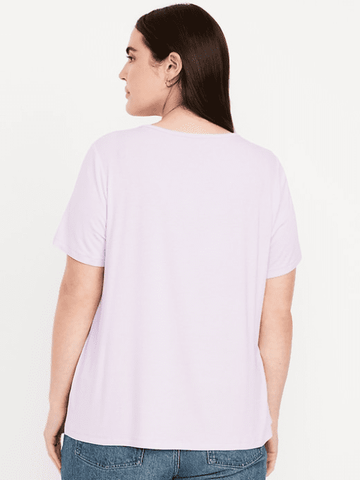 Style & Co Drapey V-Neck T-Shirt, - Lavender bouquet L - Image 2