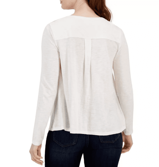 Style & Co Petite Knit Smocked Long-Sleeve Top, PXL - Image 2