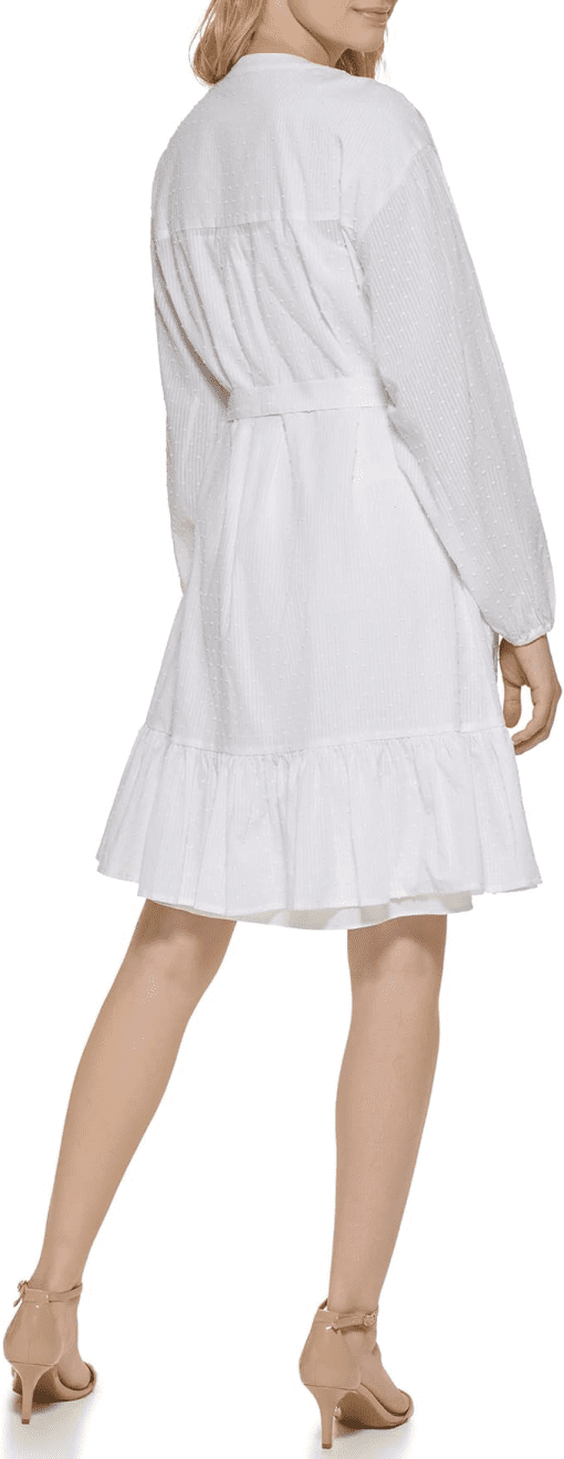 Style & Co Women's Shadow-Striped Ruffle-Hem Dress,  Winter White XS - Image 2