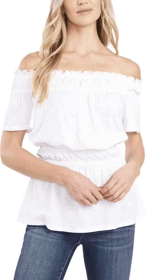 CeCe White Off-Shoulder Peplum Top - Small - Women's Blouse - Image 2