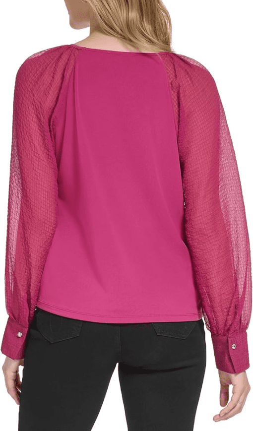 Calvin Klein Women's Crew Neck Chiffon Blouse S - Image 3