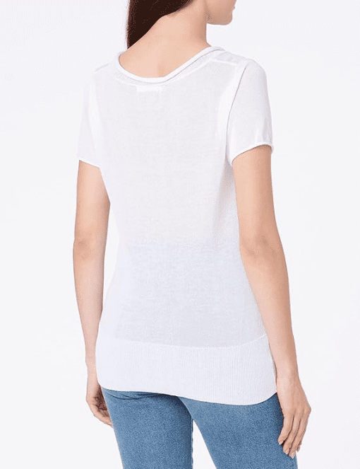 CK Performance Women's V-Neck Side Ruched T-Shirt, White, Small - Image 2