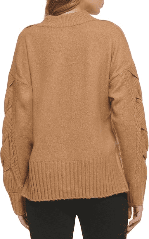 DKNY Women's Cold-Shoulder Sweater in Brown Spandex/Polyester XXS - Image 3