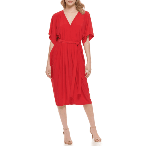 Tommy Hilfiger Womens Matte Jersey Pleated MIDI Dress 4 - Image 2