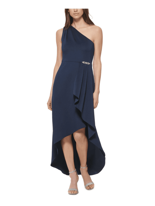 Jessica Howard Navy One Shoulder Ruffle Maxi Dress - 8P - Evening Gown - Image 2