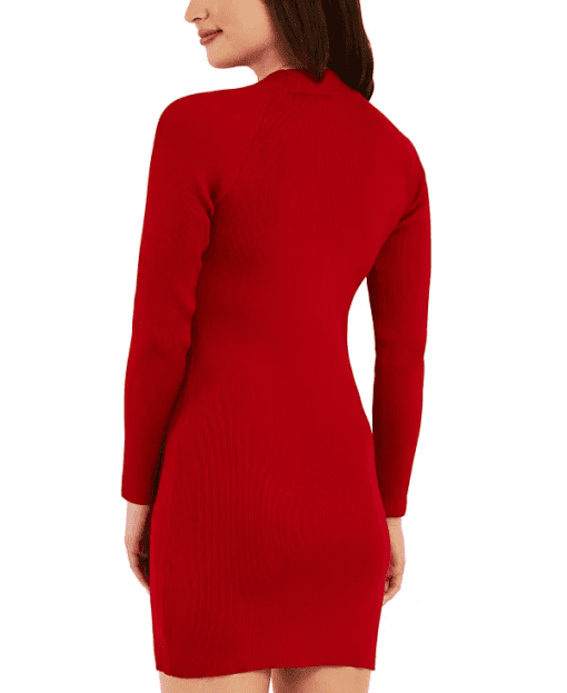 BCX Red Mini Sweater Dress - Button Detail - Size M - Bodycon Dress - Image 3