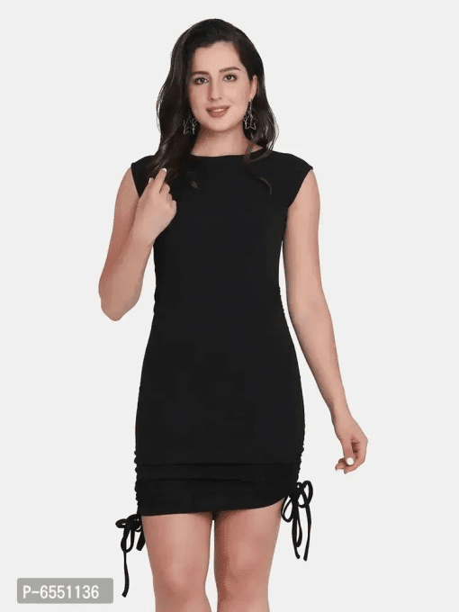 Madden Girl Women's Black Stretch Scoop Neck Mini Party Body Con Dress Juniors M - All - Image 2