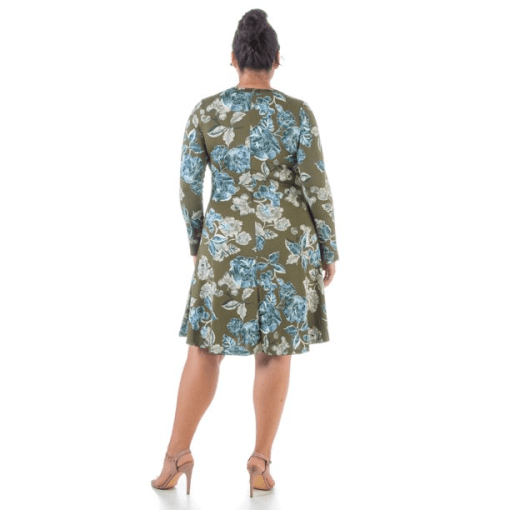 24seven Comfort Apparel Plus Size Knee Length T-shirt Dress - Green, Blue Multi 3 X - Image 2