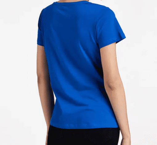 Karen Scott Petite Cotton Split-Neck Top, - Vibrant Blue M - Image 2