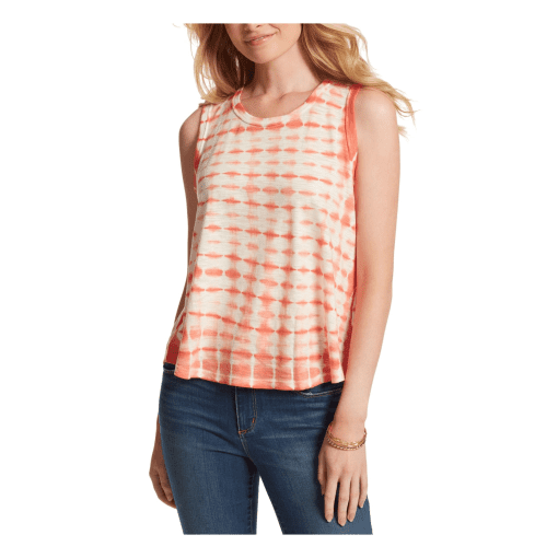 JESSICA SIMPSON Women's Orange Tie Dye Sleeveless Crew Neck Tank Top Juniors M - Image 2