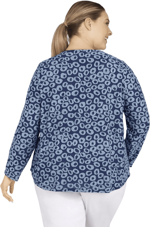 Ruby Rd. Plus Size Animal O-Ring Top - Indigo Multi 2X - Image 3