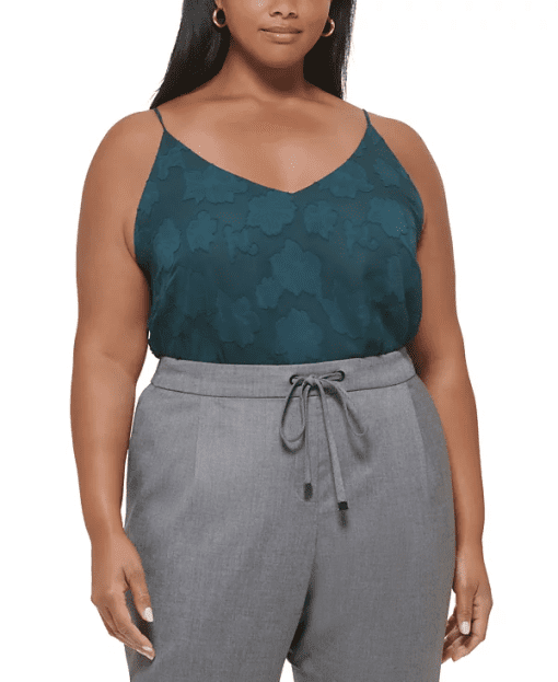 Calvin Klein Plus Teal Jacquard Cami Top - Women's Size 1X - Image 2